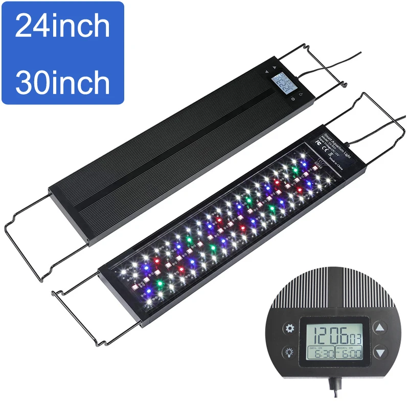 Waterproof LED Aquarium Light Full Spectrum 24inch 30inch Programmable Sunrise Sunset Timmer for Aqua Fish Tanks With Extendable