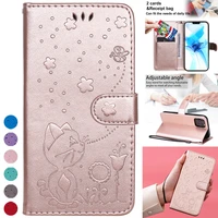 wallet leather cat and bee fashion case for iphone 13 pro max 13mini 12 pro max 11 pro max se2020 x xs xr xs max 876s plus 5s