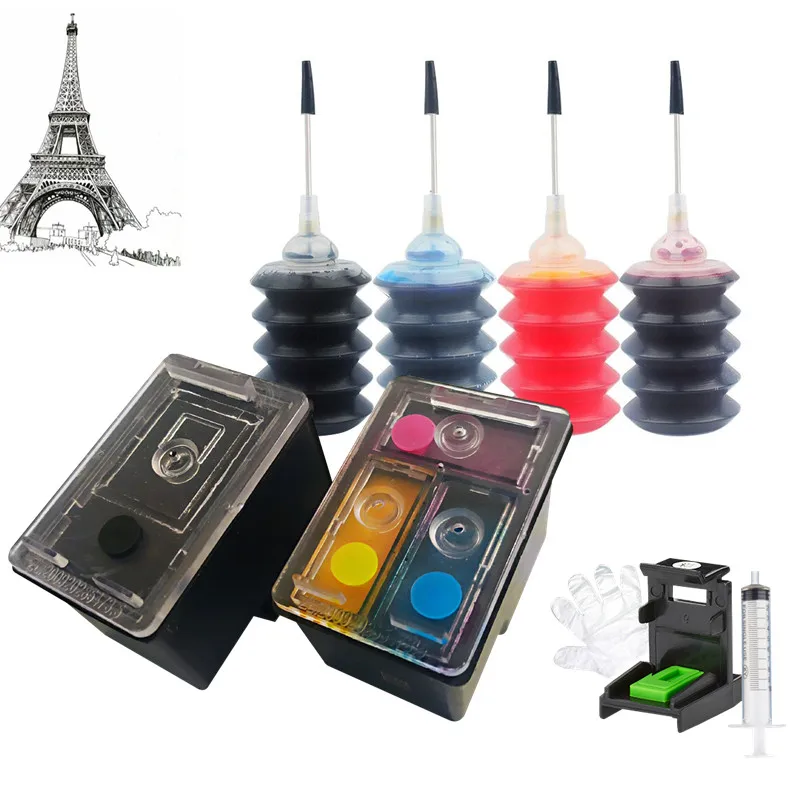 Набор чернил для принтера HP 21 22 Deskjet F2180 F2280 F4180 F380 F4100 F2200 F300|ink cartridge|refillable ink
