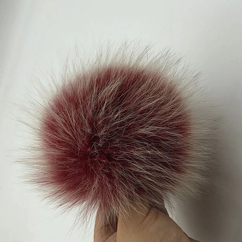 15cm 15 см натуральный животный Hairball Hat помпон ручной работы DIY действительно енот большой волос шар шляпа помпон с пряжкой - Цвет: 15cm