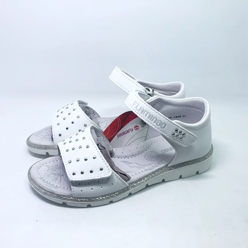 

FLAMINGO Kids Sandals Hook& Loop Flat Arched Design Chlid Casual Princess Shoes Size 31 # 1430