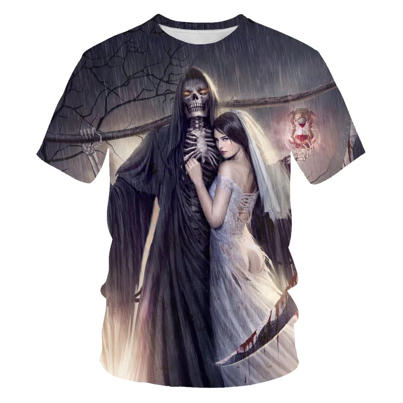 

Hot selling skull skull 3DT shirt men's short-sleeved streetwear Harajuku 3D printed t-shirt ladies O-neck oversized top xxs-6xl