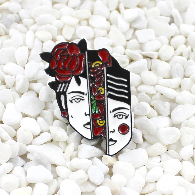 Женская эмалированная брошь на рюкзак с отворотом для лица Цветочная бижутерия