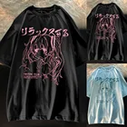 Женская свободная футболка с коротким рукавом, милая рубашка в стиле Харадзюку, в корейском и японском стиле, с аниме принтом, лето 2021