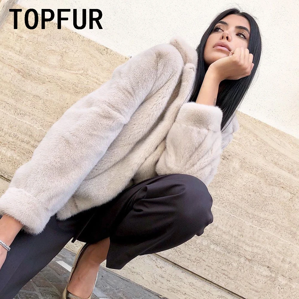 TOPFUR Long Sleeve Short Mink Fur Jacket Women Autumn Winter New Simple Casual Outertwear Female Real Fur Jacket 2022 New