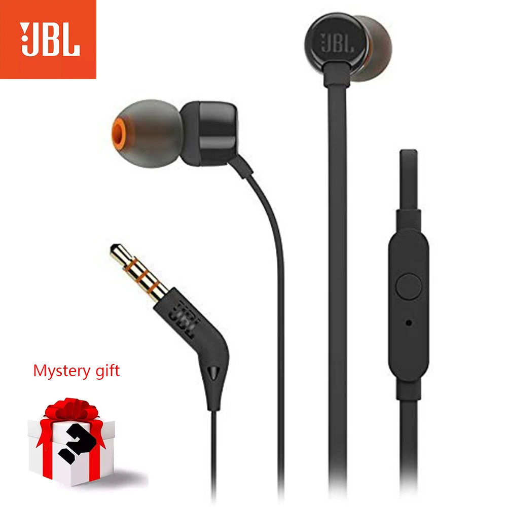 JBL T110 стерео проводные наушники вкладыши 3 5 мм Проводная Спортивная гарнитура с