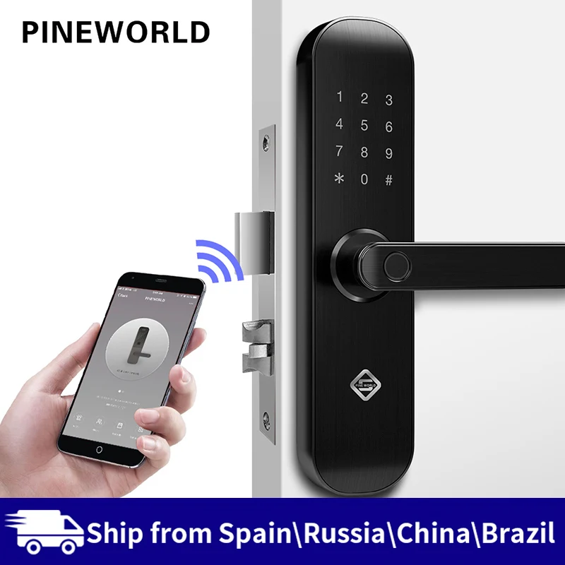 PINEWORLD биометрический замок отпечатков пальцев, безопасный интеллектуальный замок с WiFi приложением Пароль RFID разблокировка, дверной замок электронный гостиницы