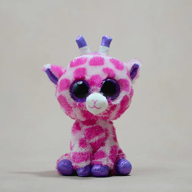 

15cm Kawaii Colorful Big Eyes Pink and Purple Giraffe Plushie Anime Figure Soft Plush Doll Cute Toys for Girls Kids Gift