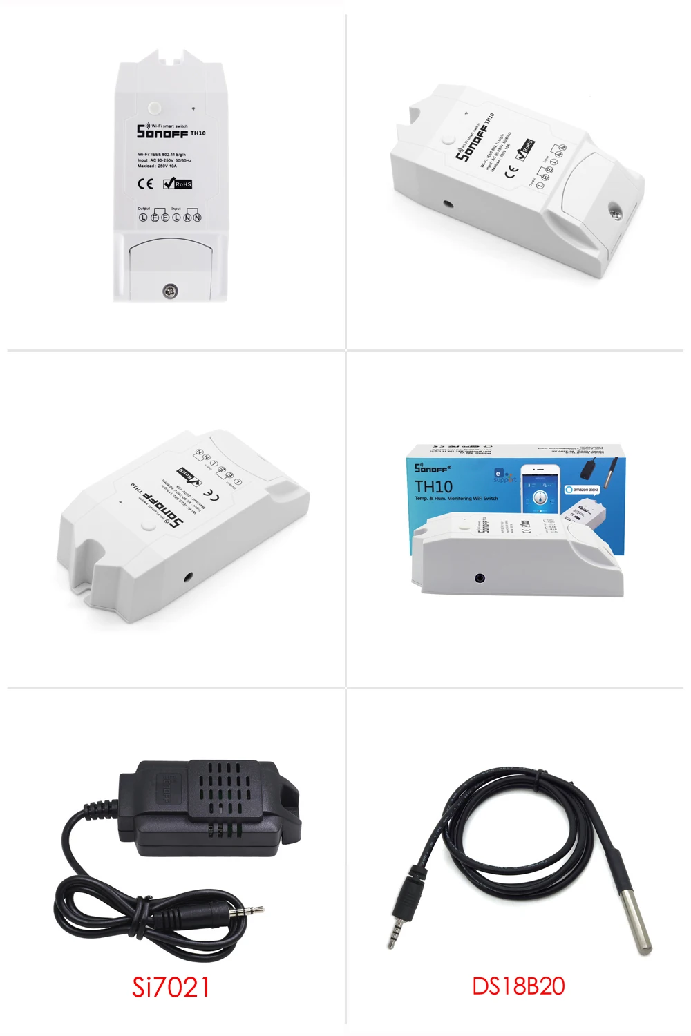 Sonoff TH16 TH10 умный Wifi переключатель 16A 10A с датчиком контроля температуры и влажности умный дом автоматизация