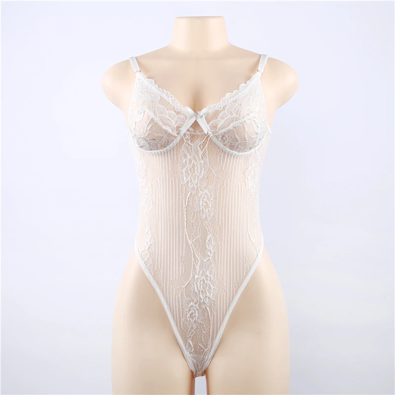 

sexy lace bodysuit black white women v neck transparent backless romper club party jumpsuit strapless ladies body suit 2020