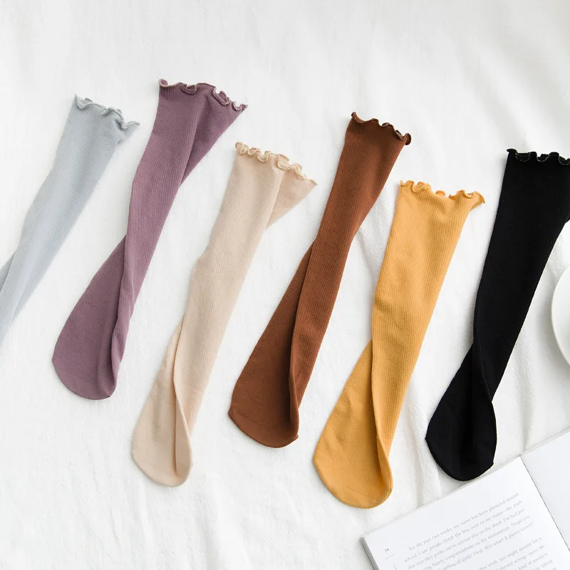 Носки женские повседневные однотонные модные теплые хлопковые милые