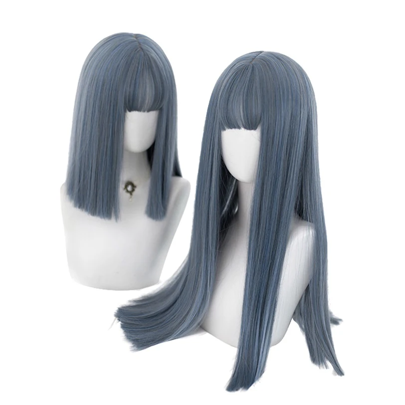 

CosplaySalon Lolita 36CM/60CM Short Long Bangs Grey Blue/Green Blue Ombre Straight Doll Japan Cute Synthetic Hair Cosplay Wig