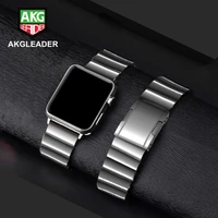 akgleader solid metal steel band for apple watch series 7 6 5 4 iwatch high quality watchband for apple watch 3 2 wrist strap