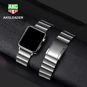 Ремешок AKGLEADER Металлический Стальной для Apple Watch Series 5 4, наручные часы для Apple Watch 3 2
