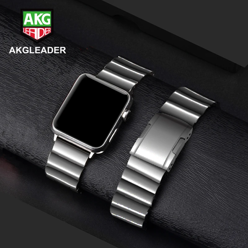 AKGLEADER новейший твердый Металлический Стальной ремешок для Apple Watch Series 5 4 iWatch
