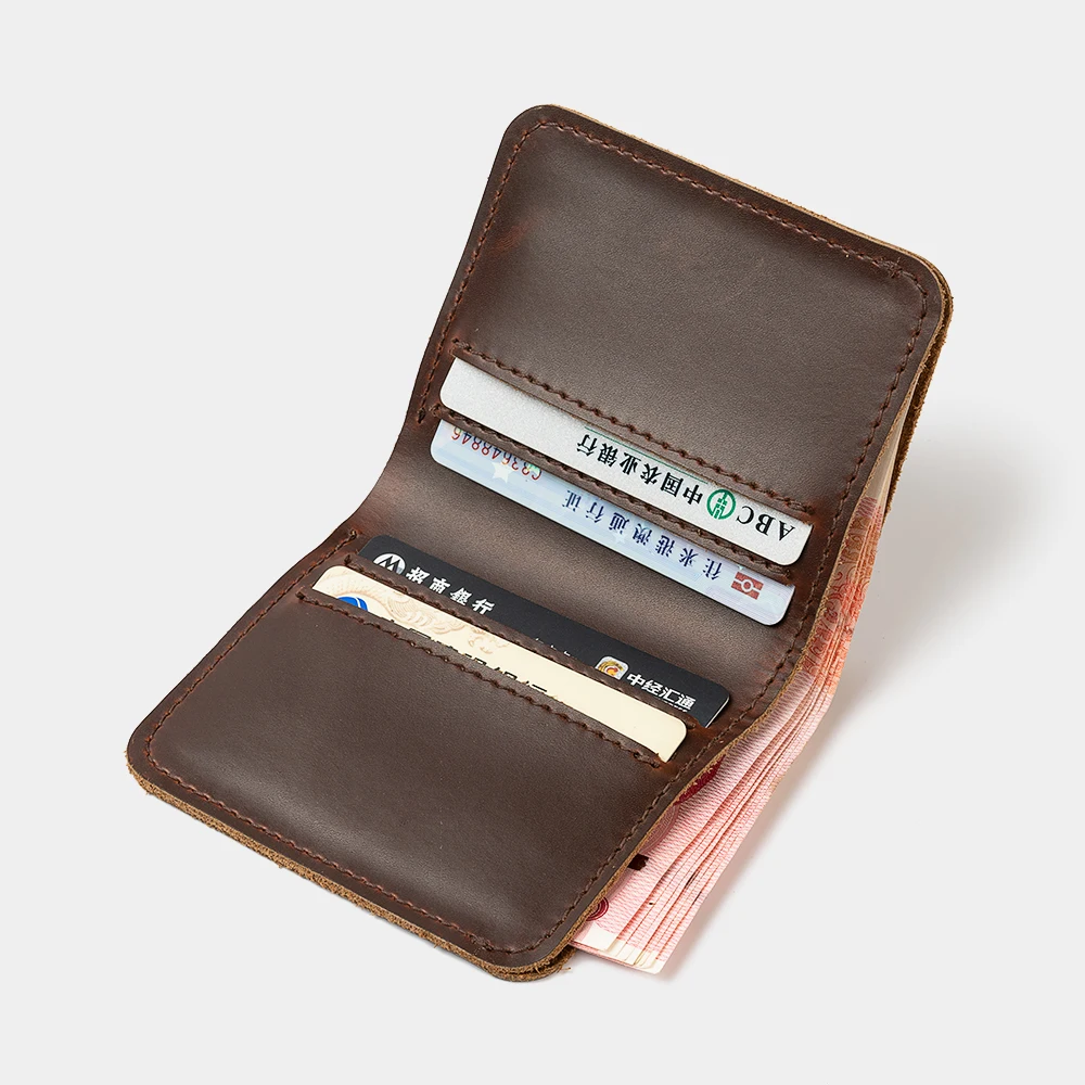 Винтажные мужские кошельки ручной работы из коровьей кожи маленький кошелек для