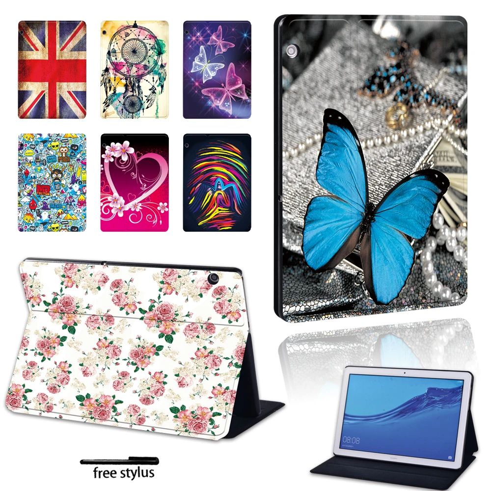 

Tablet Case for Huawei MediaPad M5 Lite 8/M5 10.8/M5 Lite 10.1/T5 10/T3 8.0/T3 10 Dust-proof Old Image Flip Cover Case + Stylus