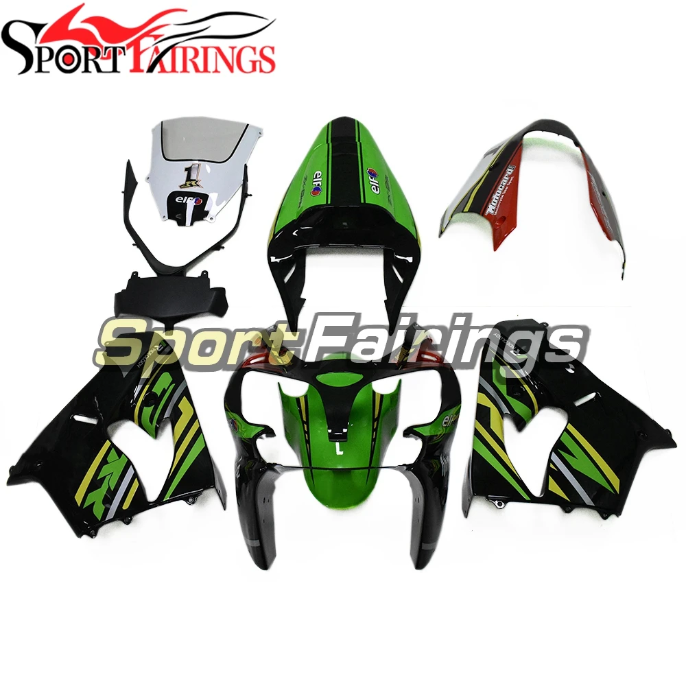

Полный комплект обтекателей из стекловолокна для Kawasaki ZX9R 2002 2003 ZX-9R 02 03, обтекатель для мотоцикла Elf, зеленый, черный, кузов, Новинка