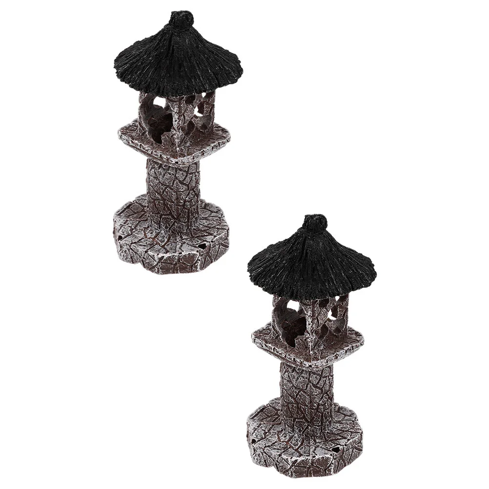 

2pcs Resin Lamp Post Statues Home Fish Tank Lamp Post Decoration Resin Decors