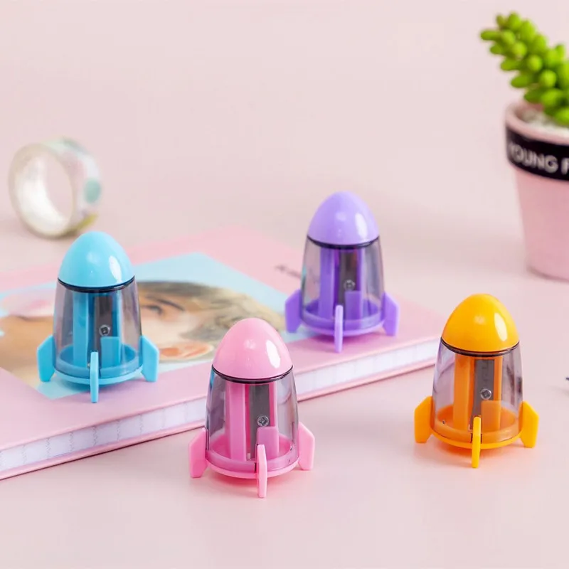 Креативная мультяшная точилка для карандашей в форме ракеты с одним отверстием и