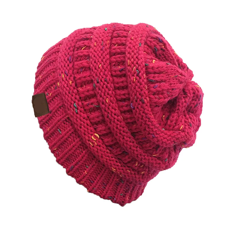 Rose Red Женская зимняя теплая шапка CC, кепка вязаная шапка, повседневная мягкая теплая шапка для девушек, шапка Skullies, шапка Gorros, женская шапка - Цвет: Rose Red