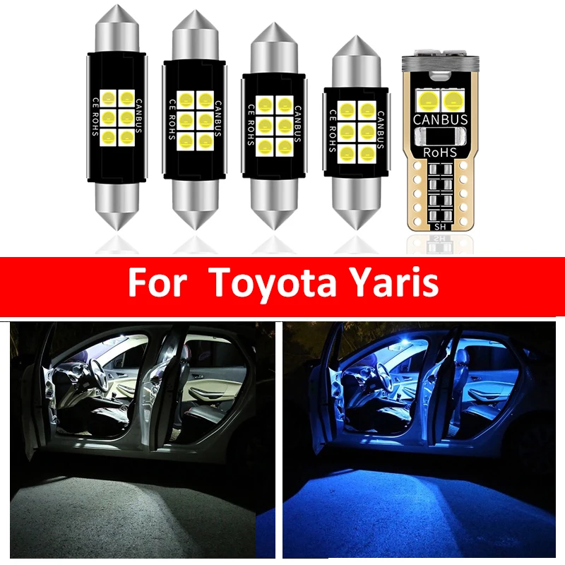 Белые светодиодный лампы для салона автомобиля 8 шт. посылка комплект Toyota Yaris