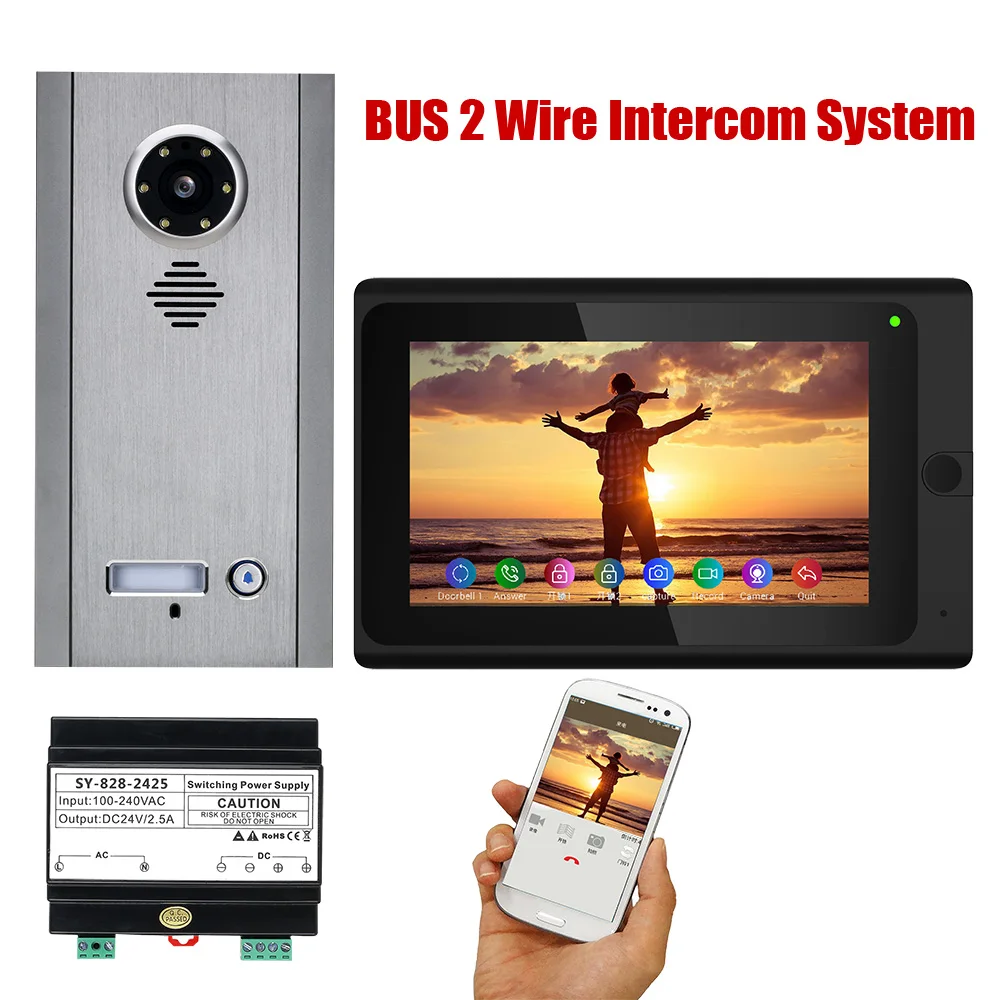 

7 Inch Wireless Wifi 1/2/3/4 Monitor BUS 2 Wire Video Door Phone Intercom systems Kit for home Units Apartment Night Vision