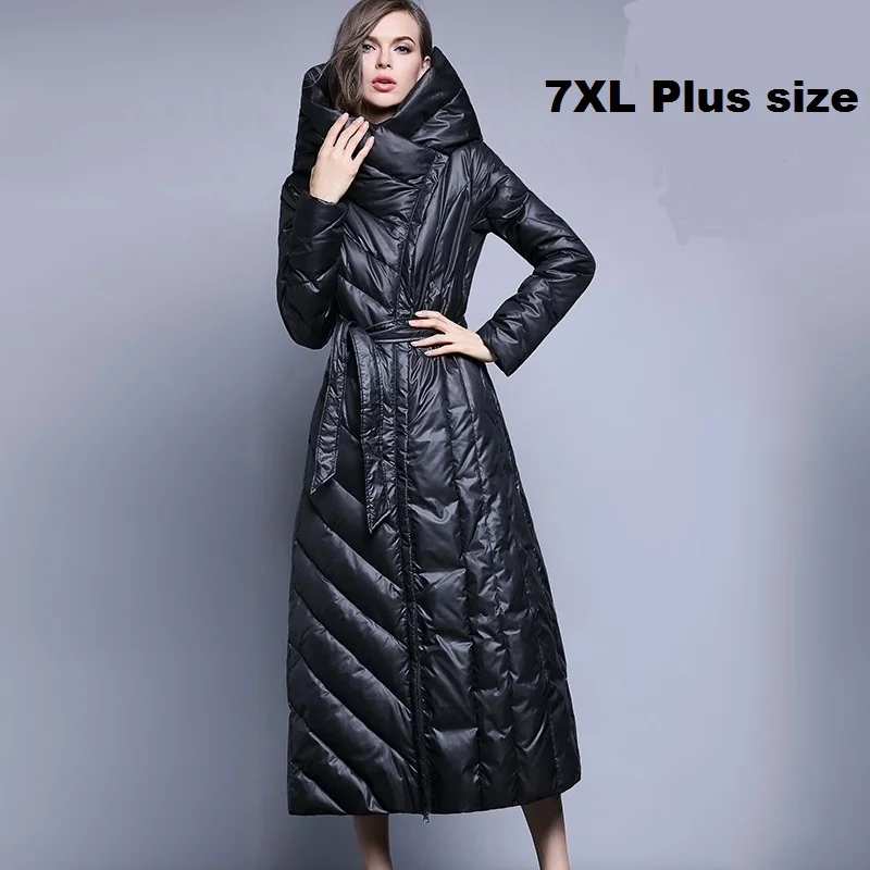 

XS-7XL размера плюс 90% утиный пух, пальто, модный бренд, длинный пуховик с капюшоном, женское облегающее теплое пальто выше колена, wj1304