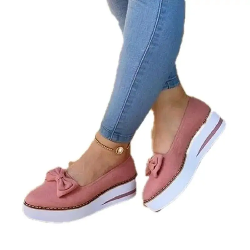 

Spring 2021 Fashion Large Size Single Shoes Casual Fashion Bowknot Trifle Platform Round Toe Women's Shoes