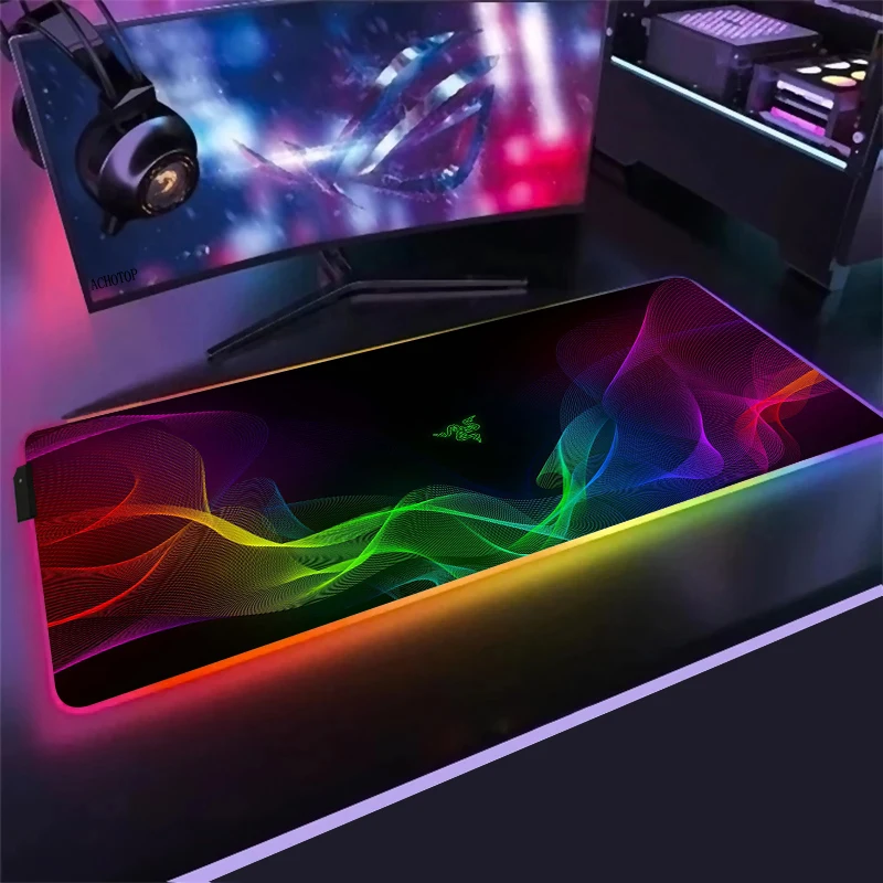 

Коврик для мыши Razer RGB, большой игровой компьютерный коврик для мыши 900x40 0 мм, резиновый ковер для геймеров с подсветкой, CS GO, Настольный коври...