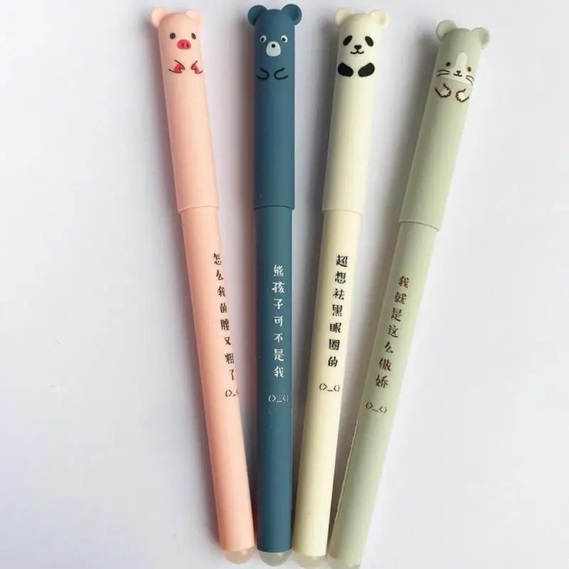 1 шт. стержень панда мышь свинка медведь стираемая черная чернильная ручка гель