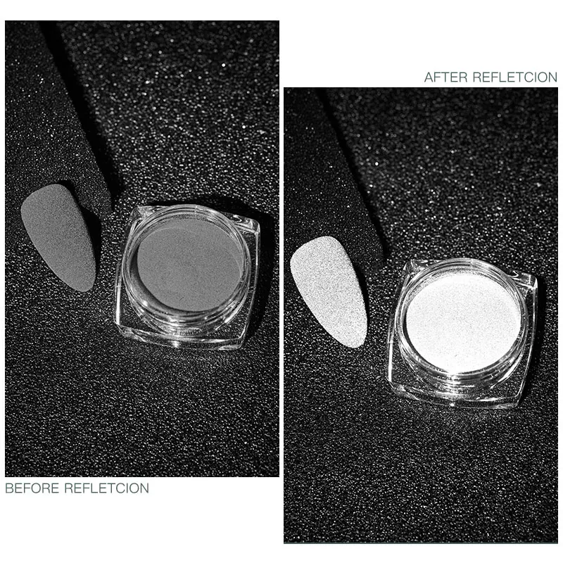 RBAN NAIL Reflection Nail Powder Super Bright Pigment Grey White Party Art Decorations Design Light In Photoflash | Красота и