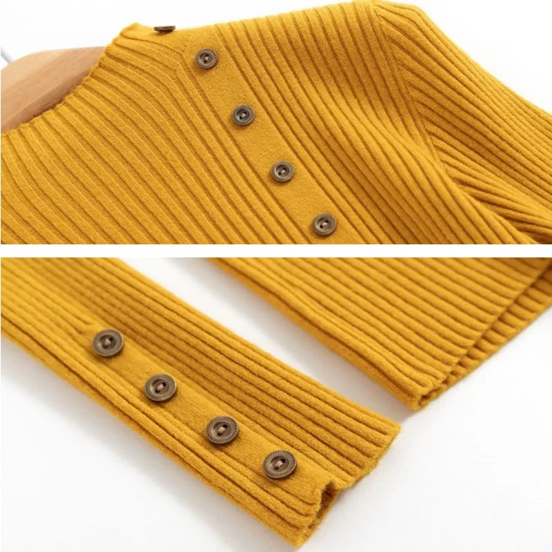 Pull Femme Nouveaute 2019 вязаный свитер на пуговицах Женский пуловер Одноцветный