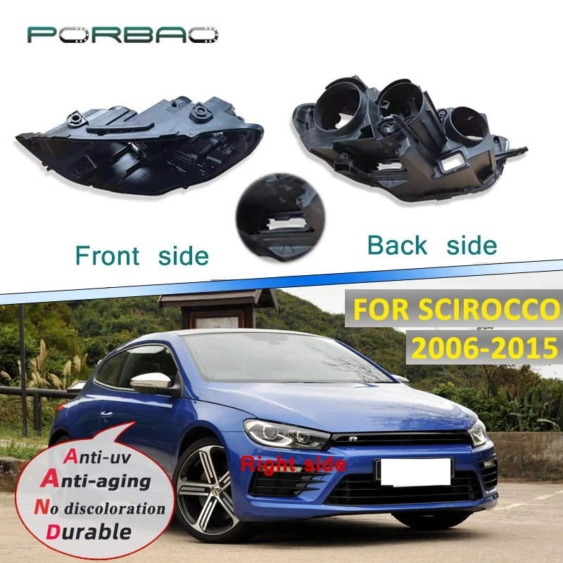 

Задняя подложка корпуса фары пластиковая черная для SCIROCCO HID 2006-2015, задняя база автомобиля, запасные части, инструмент для ремонта автомобиля