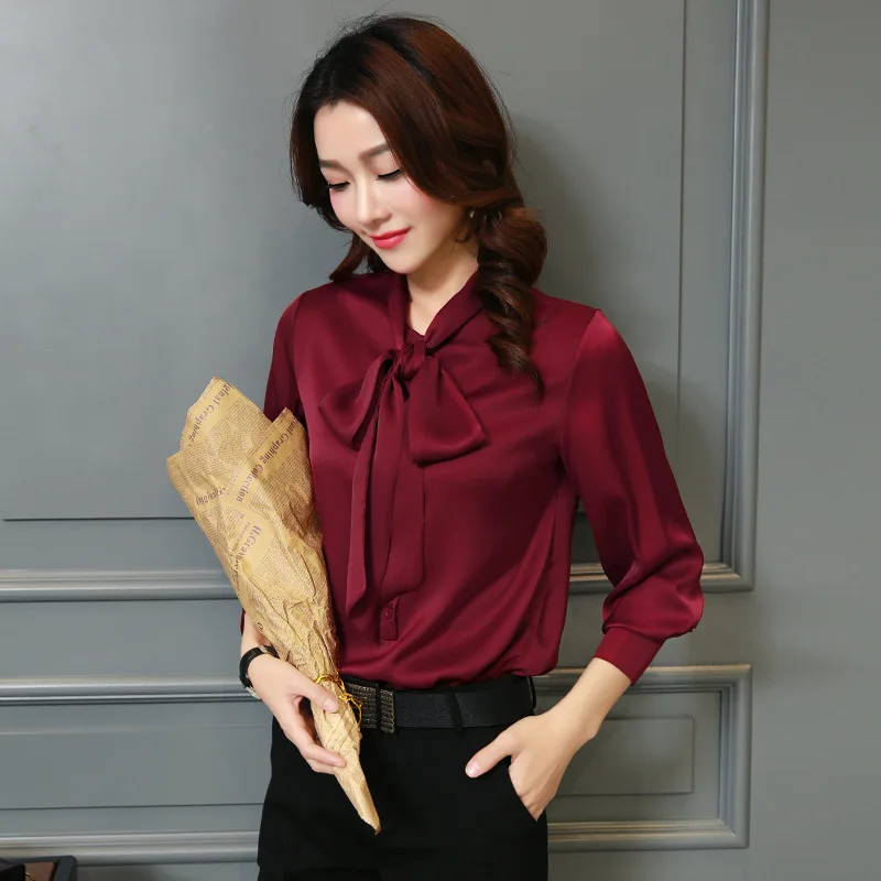 Женская шелковая блузка с длинным рукавом весна осень 2020|Блузки| |