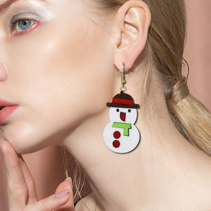 

Christmas Gifts Bowknot Christmas Eve Heart Fruits Creative Christmas Ornaments Snowflake Jingle Bells Asymmetric Drop Earring