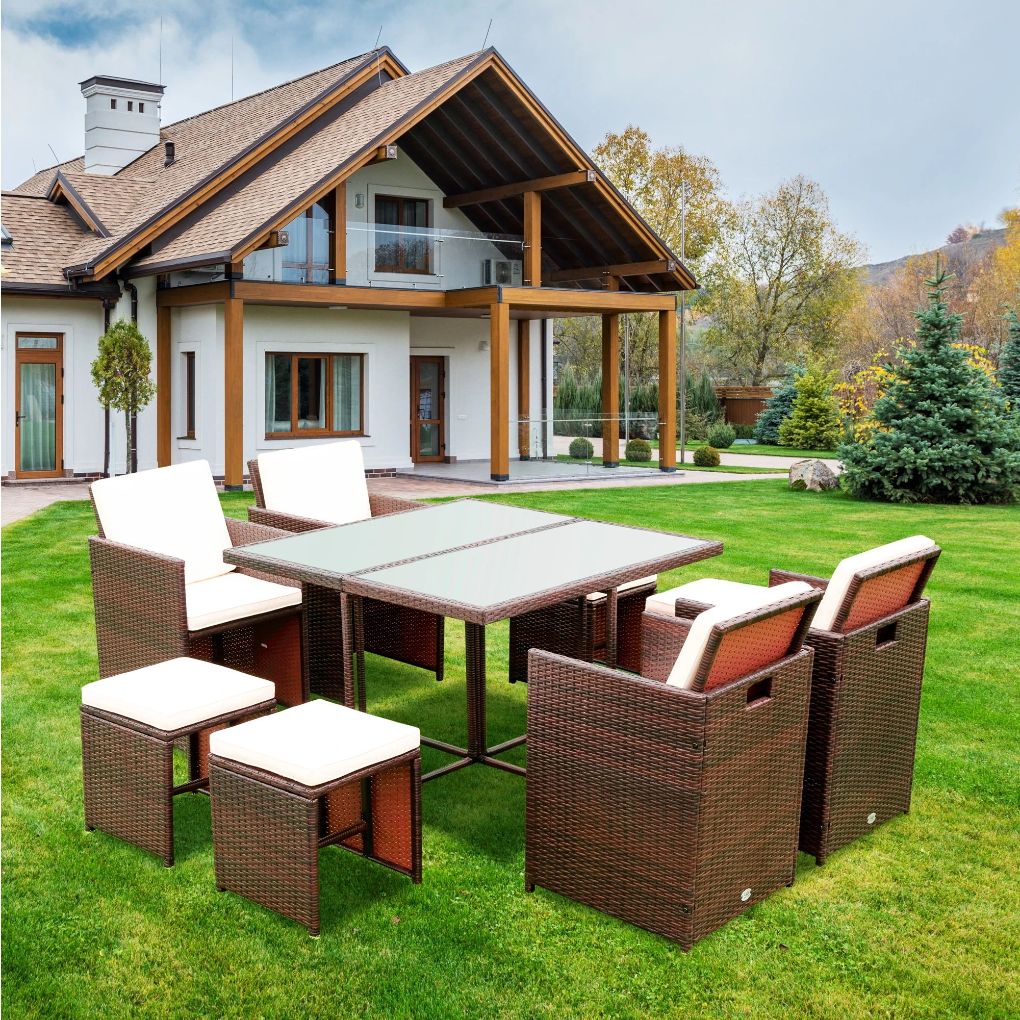Table Cushioned Seating&back Sectional Conversation[us-depot]