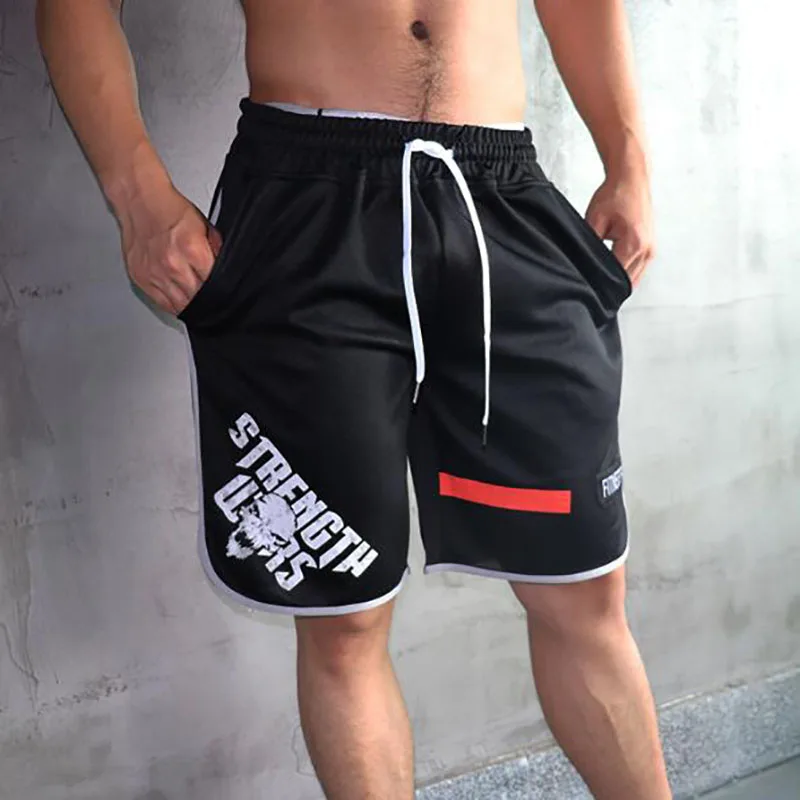 Шорты мужские спортивные из полиэстера модные штаны для бодибилдинга и фитнеса