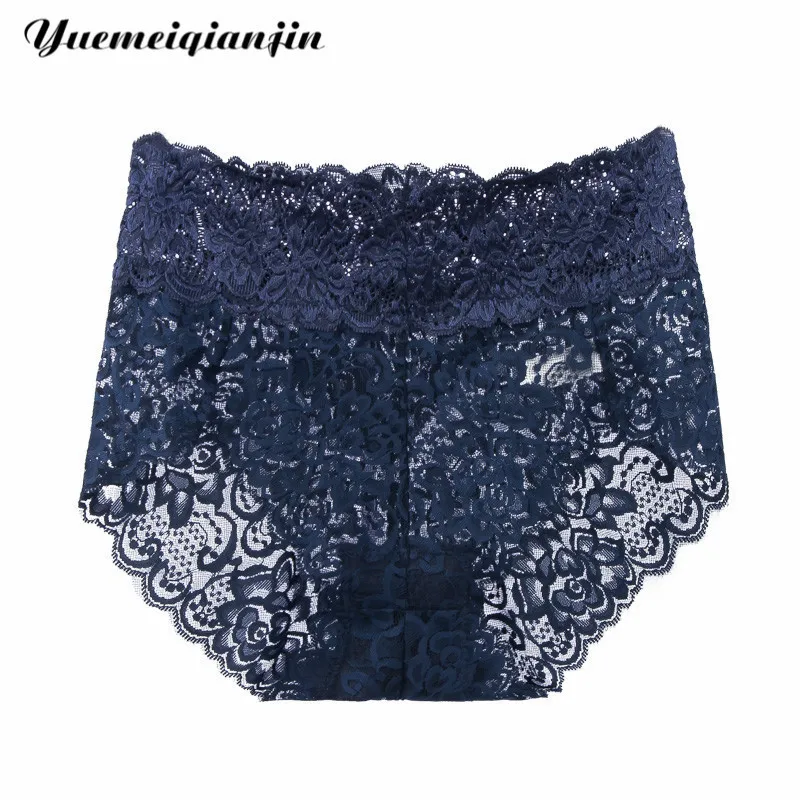 DarkBlue Женское нижнее белье женские сексуальные кружевные перспективные трусики удобные женские бесшовные, средняя посадка Нижнее белье Женские трусы большого размера трусики - Цвет: DarkBlue