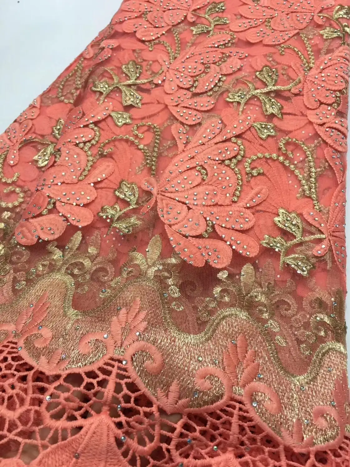 

Nigerian Lace Fabric 2019 High Quality Lace Yellow Gold African Lace Fabric Stones Embroidery French Lace Fabric For Bridal E10