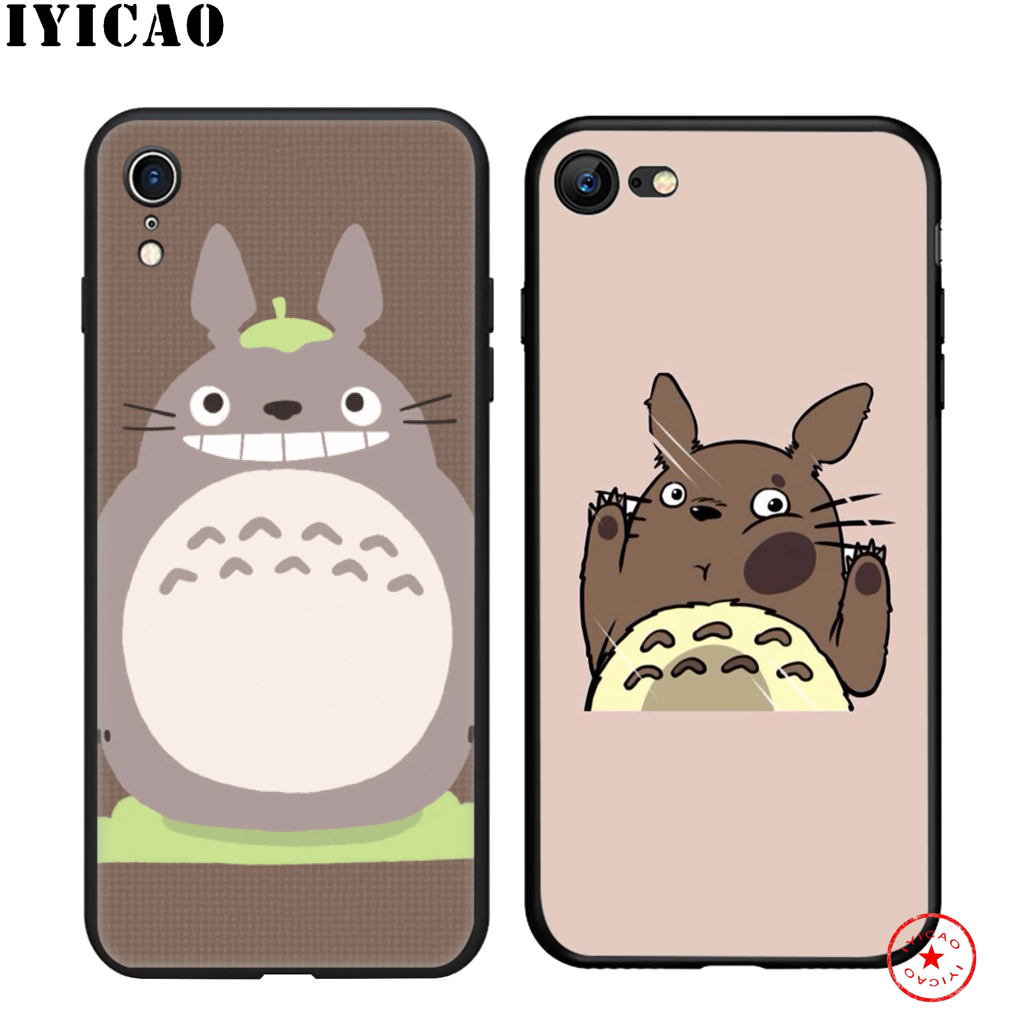 IYICAO My Neighbor Totoro Soft Black Silicone Case for iPhone 11 Pro Xr Xs Max X or 10 8 7 6 6S Plus 5 5S SE |