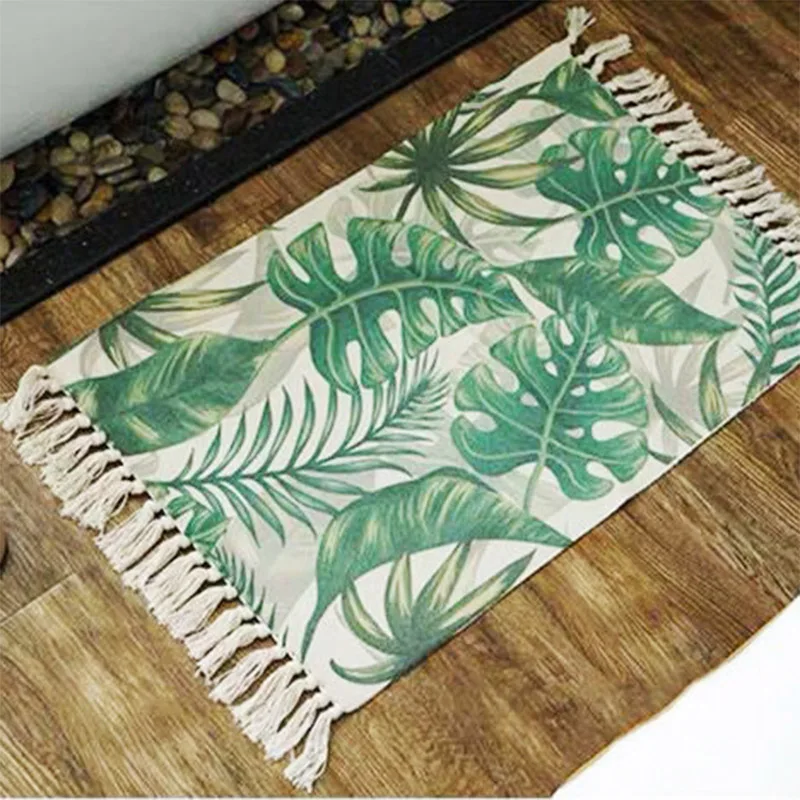 

Nordic handmade tassel floor mats three-dimensional tufted cotton linen door floor mats carpet living room door mats floor mats