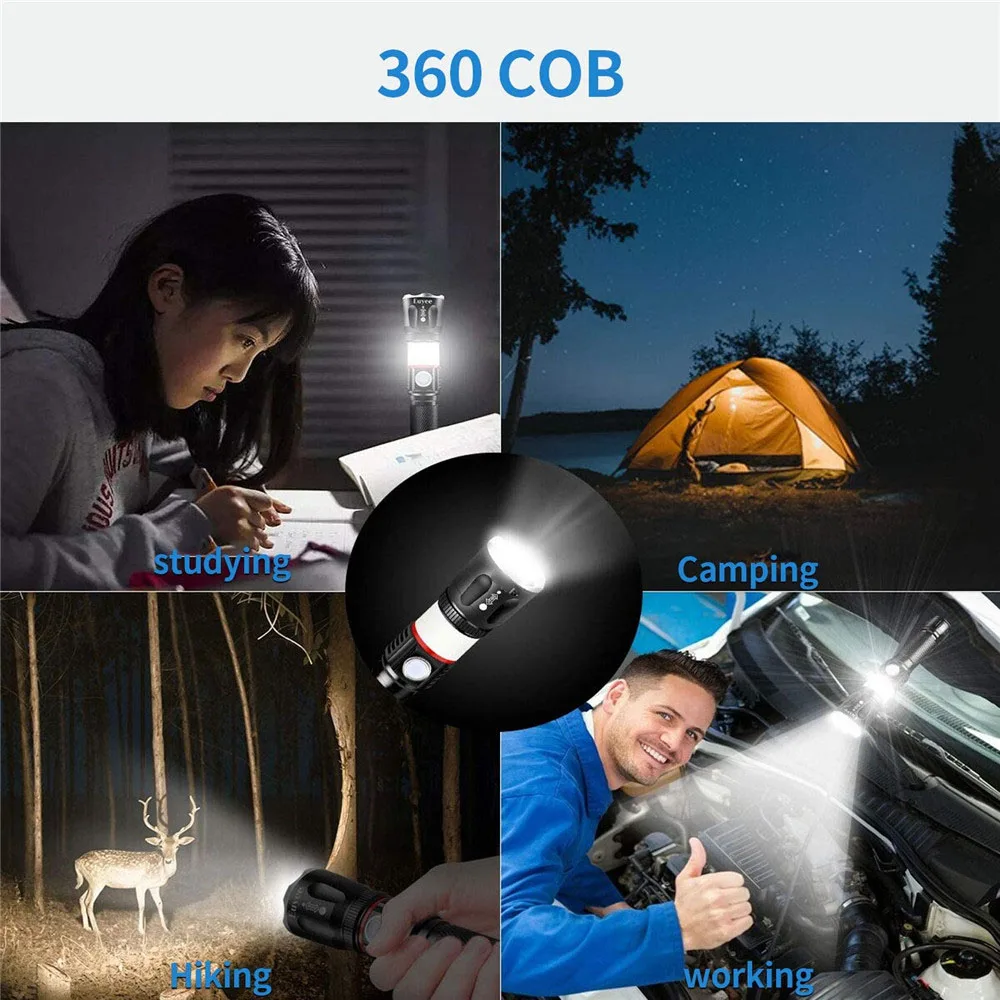 8000LM мощный L2 светодиодная вспышка светильник USB Перезаряжаемые Магнитный фонарь