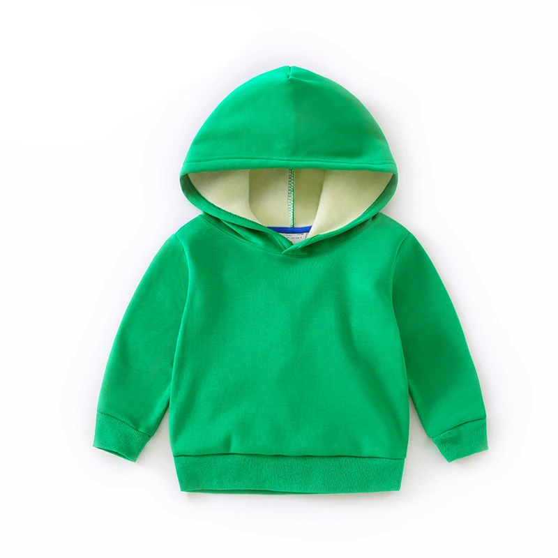 Solid Green Толстовки с капюшоном для маленьких мальчиков и девочек; сезон зима-осень; Детские Бархатные толстовки; хлопковый свитер с длинными рукавами для малышей; детская футболка; одежда - Цвет: Solid Green