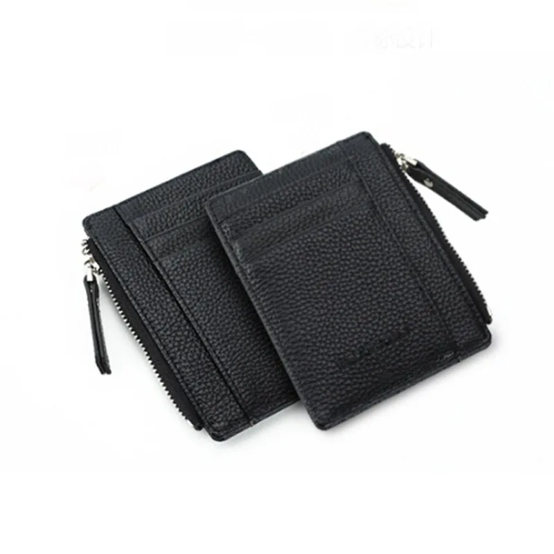 

Men/Women Mini ID Card Holders Business Credit Card Holder PU Leather Slim Bank Card Case Organizer Wallet Zipper Unisex
