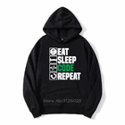 Eat Sleep код повторить толстовки забавные кодирования веб-программист папа Рождественский подарок флисовая мужская кофта-худи, толстовка в уличном стиле