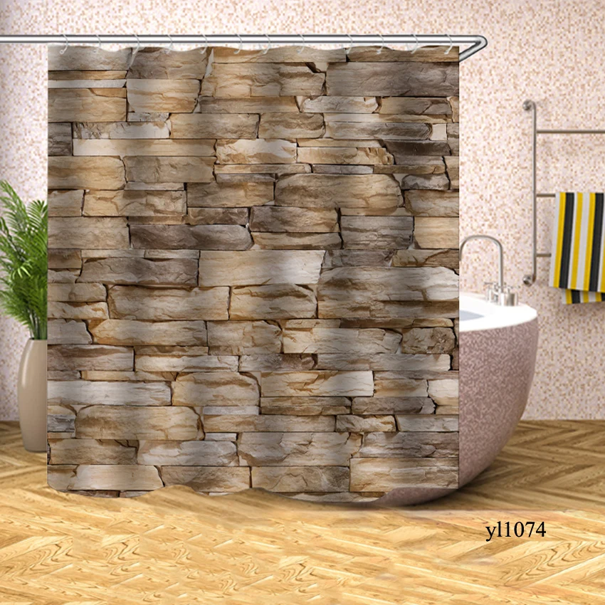 Pattern 20 3D занавеска для душа в ванную, Деревянный Рисунок кирпича, водонепроницаемая занавеска для ванной, занавеска для ванны, крышка для купания, большой широкий 12 крючков - Цвет: Pattern 20