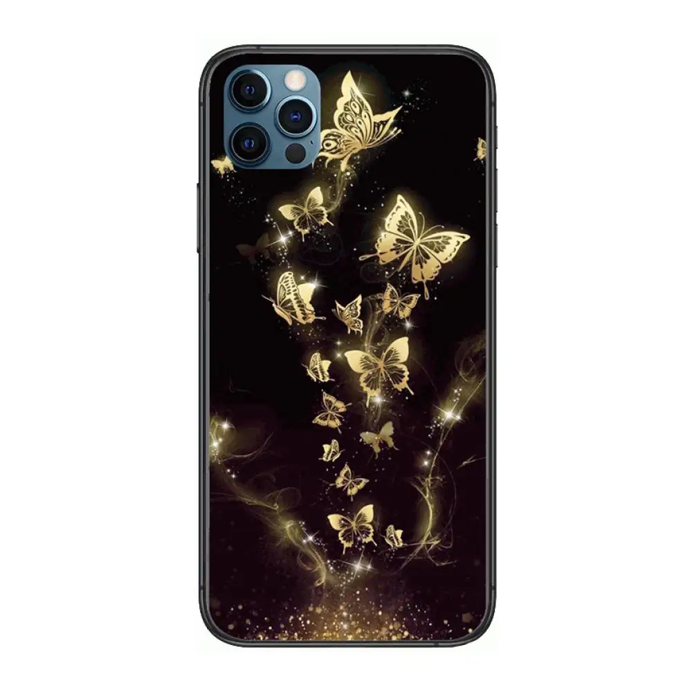 

Artistic Creativity Golden Flowers Style Phone Case cover For iphone 12 pro max 11 8 7 6 s XR PLUS X XS SE 2020 mini black ce