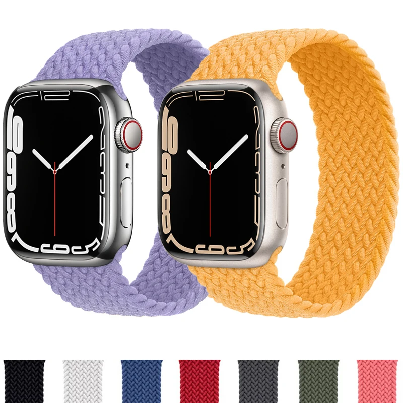 

Ремешок плетеный нейлоновый для Apple Watch band 44 мм 40 мм 42 мм 38 мм, эластичный браслет из ткани для iWatch 4 5 SE 6 7 45 мм 41 мм