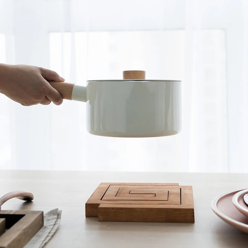 

Detachable Wood Pot Holder Coffee Drink Coasters Pad Placemat Heat Proof Square Mats Pads Home Cafe Table Decoration Accessories